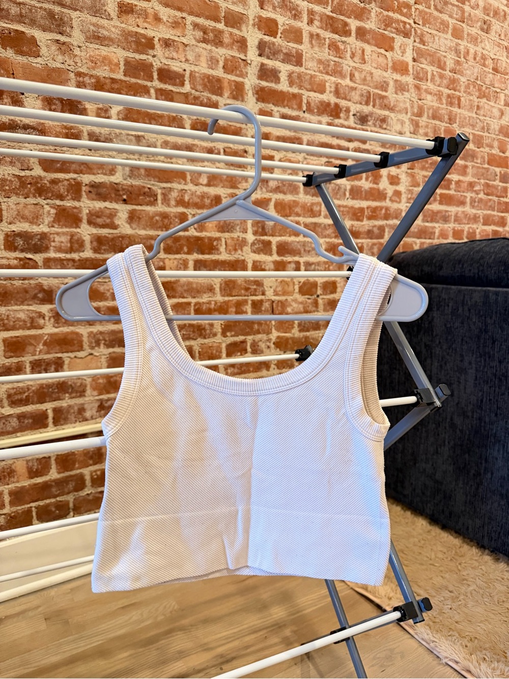 Free People White Ribbed Cropped Tank Top